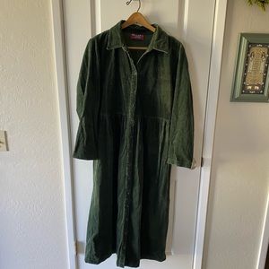 Vintage 90s Forest Green Corduroy Dress